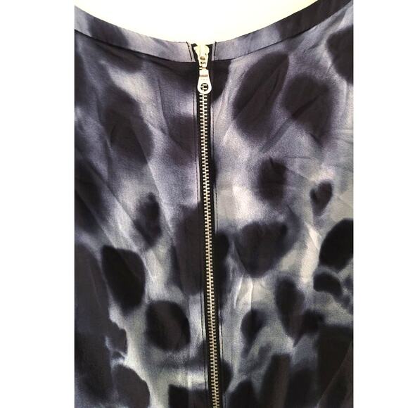 Whistles Silk Blend Blue Tones Ruched Full Back Zip Bodycon Dress 6 - Picture 7 of 12